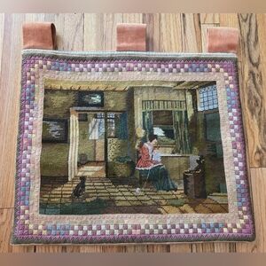 Antique Needlepoint Wall Hanging Tapestry Medium